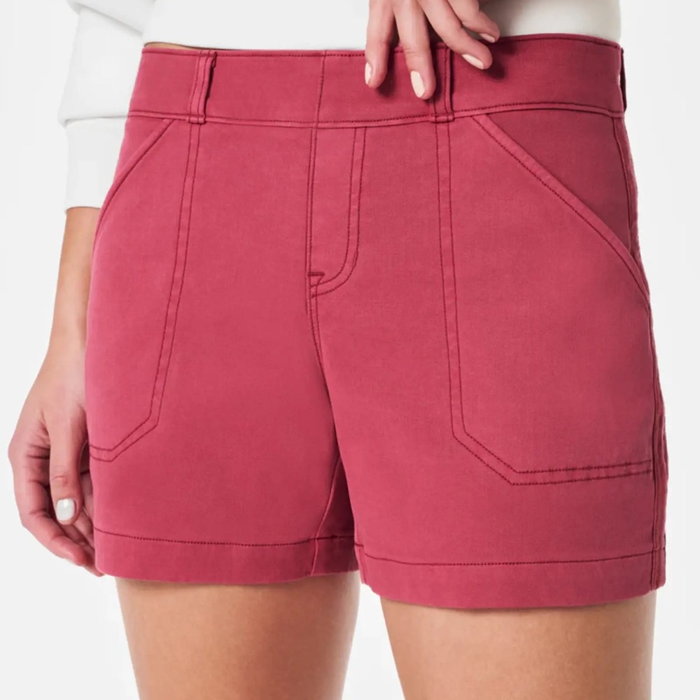 SPANX stretch twill 4” shorts in wild rose